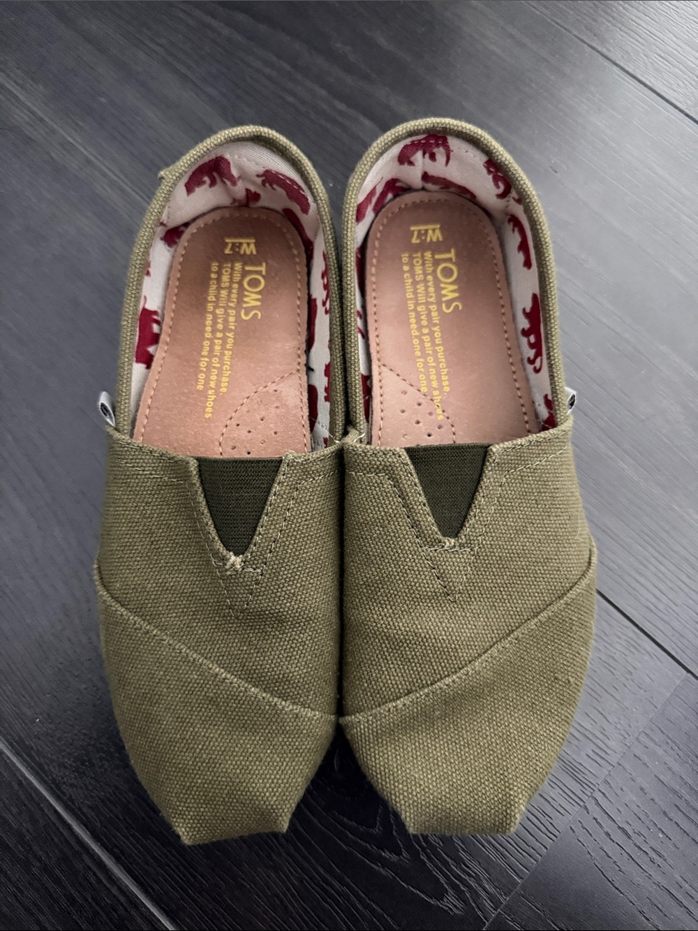 TOMS Olive Green Canvas Slip-Ons